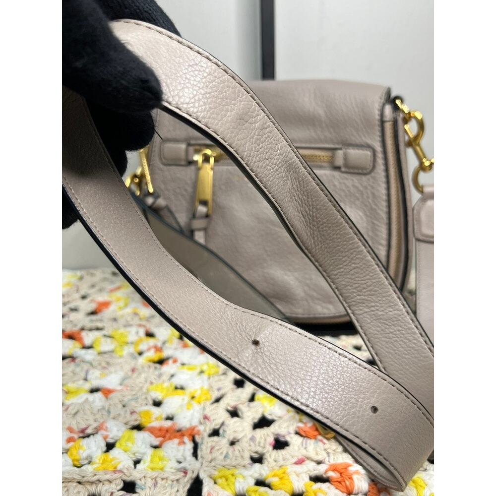 Marc Jacobs Recruit Nomad Pebbled Leather Saddle Crossbody Bag Taupe Gray - Picture 14 of 14